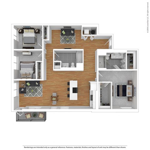 Floor plan for 3 beds, 2 baths, 1651 sqft